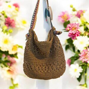 NWT Kiss Sea Boho Straw Tote Bag